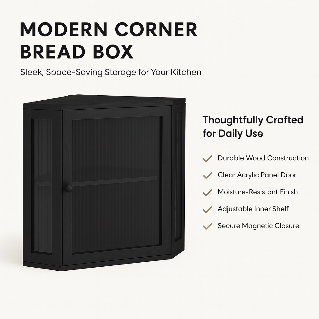 Wooden Corner Bread Box