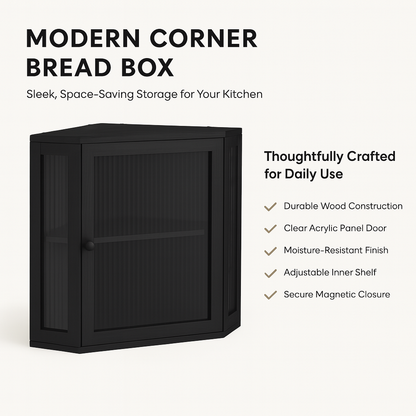 Wooden Corner Bread Box
